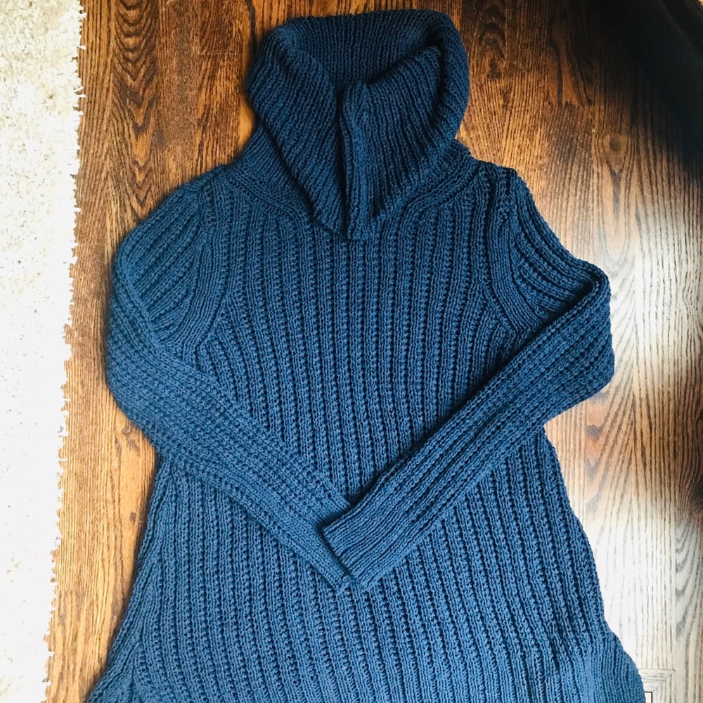 BCBGMACAZRIA Navy Blue Cowl Knit Sweater